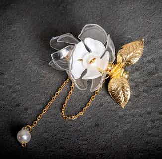 Upcycled Jasmine Single-Drip Brooch from Upcycle with Jing in artisan brooches, sustainably sourced jewellery