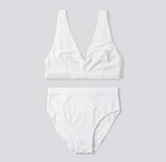 MicroModal Triangle Bralette And Cheeky Brief Set | White from Cavalier in sustainable undwerwear sets, eco friendly undies for women