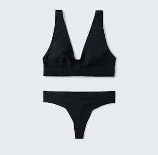 Triangle MicroModal Bralette And Thong Set | Black from Cavalier in sustainable undwerwear sets, eco friendly undies for women