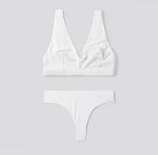 MicroModal Triangle Bralette And Thong Set | White from Cavalier in sustainable undwerwear sets, eco friendly undies for women