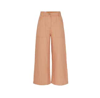 Bounty | Organic Cotton Wide Leg Stripe Culotte | Peach Lava from Komodo in sustainable women's trousers, sustainable bottoms for women