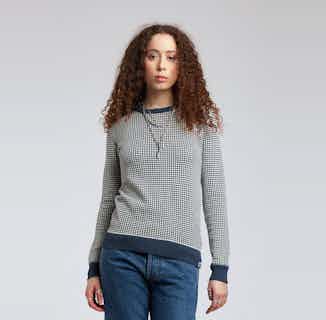 Hana | GOTS Organic Cotton Check Jumper | Blue Ink from Komodo in sustainable women's sweaters, Sustainable Tops For Women