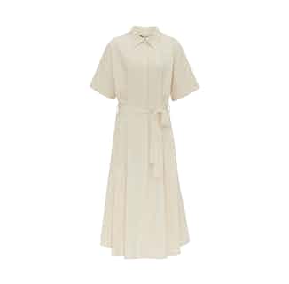Ash | Organic Cotton Midi Shirt Tie Dress | Pebble from Komodo in ethical skirts & dresses, Women's Sustainable Clothing