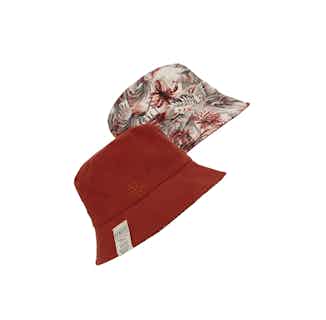 Bucky | Reversible Organic Cotton Unisex Bucket Hat | Bali Print & Red from Komodo in eco-friendly hats, sustainable vegan accessories for women