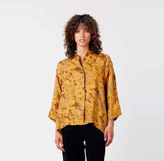 KIMONO - Cupro Shirt Dragon Sky Gold from Komodo in sustainable cotton shirts for women, Sustainable Tops For Women