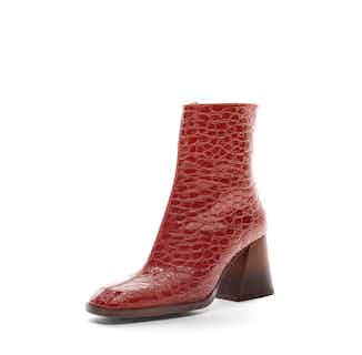 Georgina | Vegan Coconut Tile Square Toe Ankle Boot | Burnt Orange from Mireia Playà in sustainable ethical shoes for women, Women's Sustainable Clothing