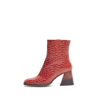 Georgina | Vegan Coconut Tile Square Toe Ankle Boot | Burnt Orange from Mireia Playà in sustainable ethical shoes for women, Women's Sustainable Clothing