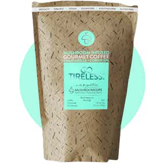 Go Tireless | Organic Ground Coffee | Cordyceps and Chanterelle | 22- 28 Servings from Mushroom Cups in organic superfoods, organic health foods