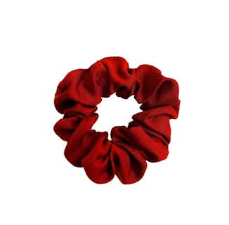 100% Organic Bamboo Silk Scrunchie | Red Rouge from Good House London in sustainable vegan accessories for women, Women's Sustainable Clothing
