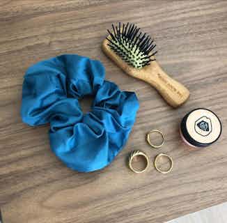 100% Organic Bamboo Silk Large Scrunchie | Heavenly Blue from Good House London in sustainable vegan accessories for women, Women's Sustainable Clothing