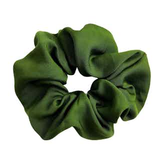 100% Organic Bamboo Silk Large Scrunchie | Olive Green from Good House London in sustainable vegan accessories for women, Women's Sustainable Clothing