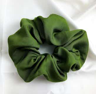 100% Organic Bamboo Silk Large Scrunchie | Olive Green from Good House London in sustainable vegan accessories for women, Women's Sustainable Clothing