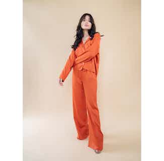 Alba | 100% Organic Bamboo Timeless Trouser | Chilli Orange from Good House London in sustainable bottoms for women, Women's Sustainable Clothing