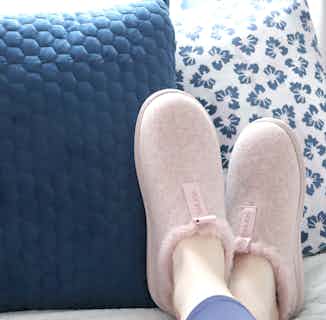 Laura | Recycled Faux Fur Clog Mule Slipper | Pink from Shu Da Living in sustainable ethical shoes for women, Women's Sustainable Clothing