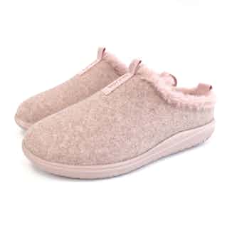 Laura | Recycled Faux Fur Clog Mule Slipper | Pink from Shu Da Living in sustainable ethical shoes for women, Women's Sustainable Clothing