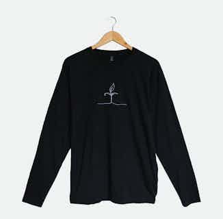 Original Unisex Long Sleeve Plant T-shirt | 100% Organic Cotton | Black from Phloem Clothing in men's sustainable tops, Men's Sustainable Fashion