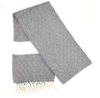 Destan Hammam | Organic Turkish Cotton Towel | Grey, White & Black from Harfi in fair trade towels, eco bathroom products