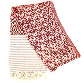 Nisa Hammam | Organic Cotton Turkish Towel | Red from Harfi in eco bathroom products, Sustainable Homeware & Leisure