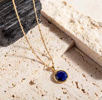 Ethically Mined Lapis Lazuli Recycled Silver Gold Vermeil Disc Necklace | December Birthstone | 40cm or 45cm from Claire Hill Designs