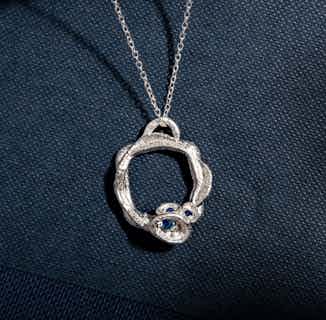 Ethically Mined Large Blue Sapphire & Recycled Silver Pendant Necklace | September Birthstone from Claire Hill Designs