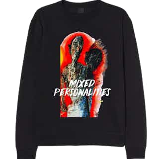 Personalities | Unisex | Organic Cotton & Recycled Polyester Sweatshirt | Black & Multi-Coloured from J&R Artisan Fashion in sustainable women's sweaters, Sustainable Tops For Women