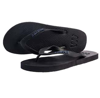 100% Natural Biodegradable & Recyclable Vegan Rubber Unisex Flip Flop | Black from Waves Flip Flops in sustainable ethical shoes for women, Women's Sustainable Clothing