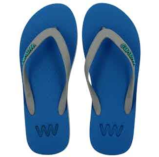 100% Natural Biodegradable & Recyclable Vegan Rubber Men's Flip Flop | Blue with Grey Sole from Waves Flip Flops in eco-friendly men's sandals, sustainable footwear for men