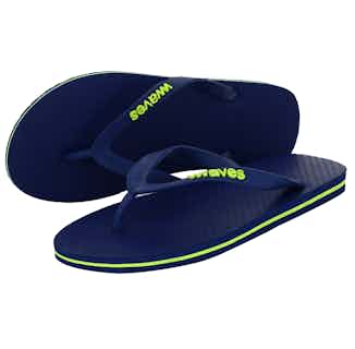 100% Natural Biodegradable & Recyclable Vegan Rubber Men's Flip Flop | Navy with Lime Line from Waves Flip Flops