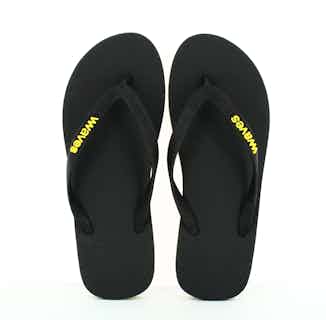 100% Natural Biodegradable & Recyclable Vegan Rubber Men's Flip Flop | Black with Yellow Line from Waves Flip Flops in eco-friendly men's sandals, sustainable footwear for men