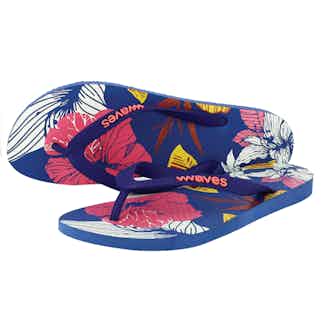 100% Natural Biodegradable & Recyclable Vegan Rubber Women's Flip Flop | Floral Navy Print from Waves Flip Flops in Flip Flops, sustainable ethical shoes for women